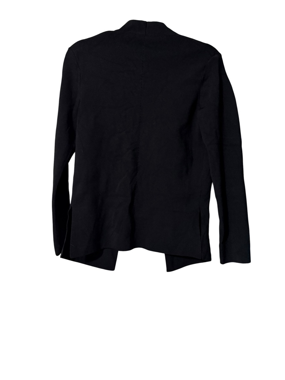 M.M. LaFleur Woolf Nylon Open Front Jacket Solid Black size small tight knit - Picture 11 of 11